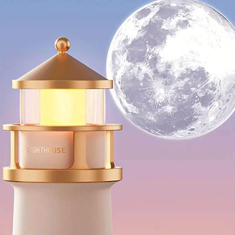 1pc Lighthouse Night Light With A Clear Moon Projection Image Sensitive Human Body Sensing Switch An