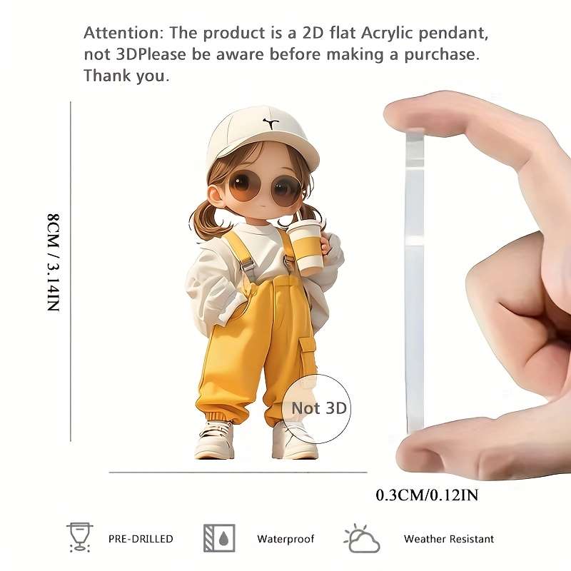 1pc 2D Flat  One piece of  acrylic material fashionable style cool for Man and woman theme