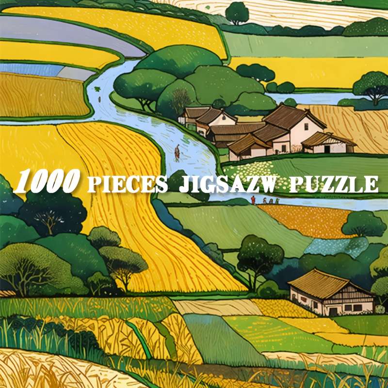 1000pcs Vibrant Rural Scenery Jigsaw Puzzle High-Quality Paper Multicolor Ideal f