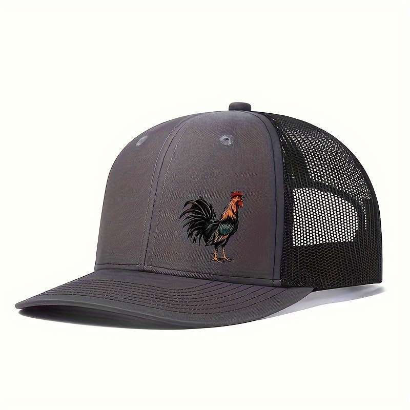 1pc Breathable Mesh Baseball Cap with Vibrant Rooster Print Adjustable Snapback Perfect for Casu