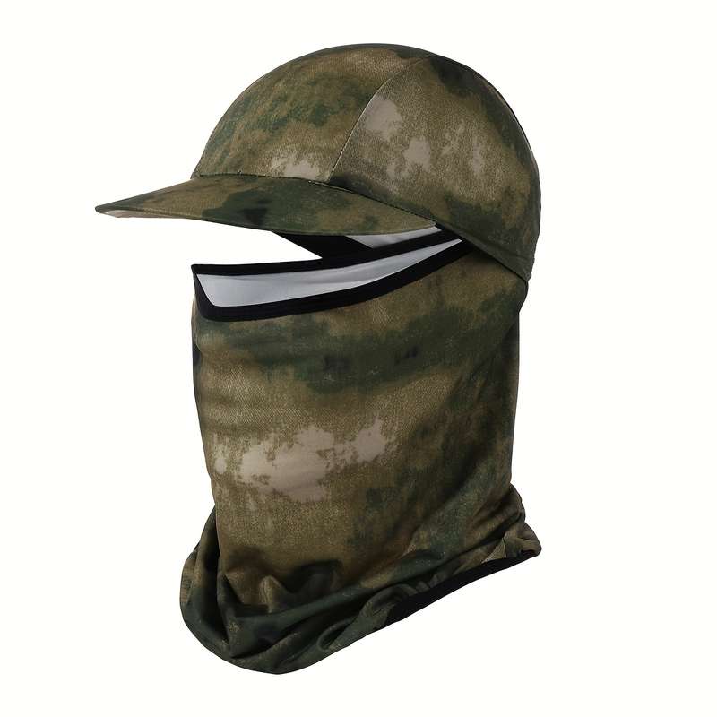 1pc Multi-Color Wide-Brim Sun Hat with Face Mask Stylish Knit Polyester Ideal for Fishing H