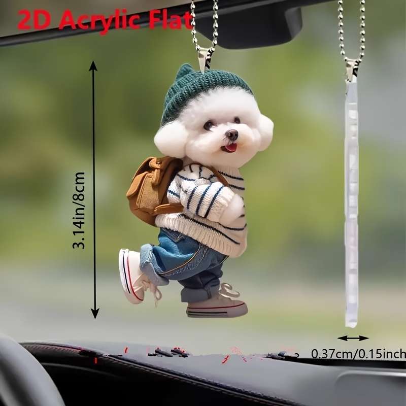 1pc 2D Flat  4pcs set combination of  puppy pendant creative car-mounted dog backpack hanging pe