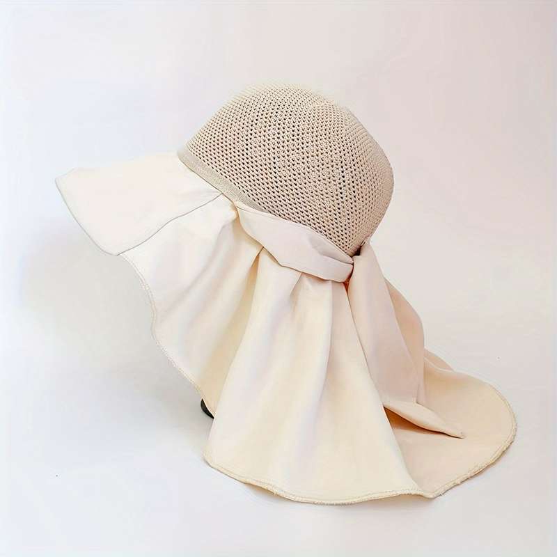 1pc Women's Breathable Polyester Sun Hat with Drawstring 100% Woven Bucket Hat with Detachable Pro