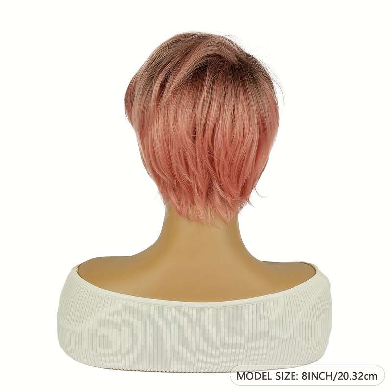 1Pc Gradient Pink 20.32cm Fashion Design Wig