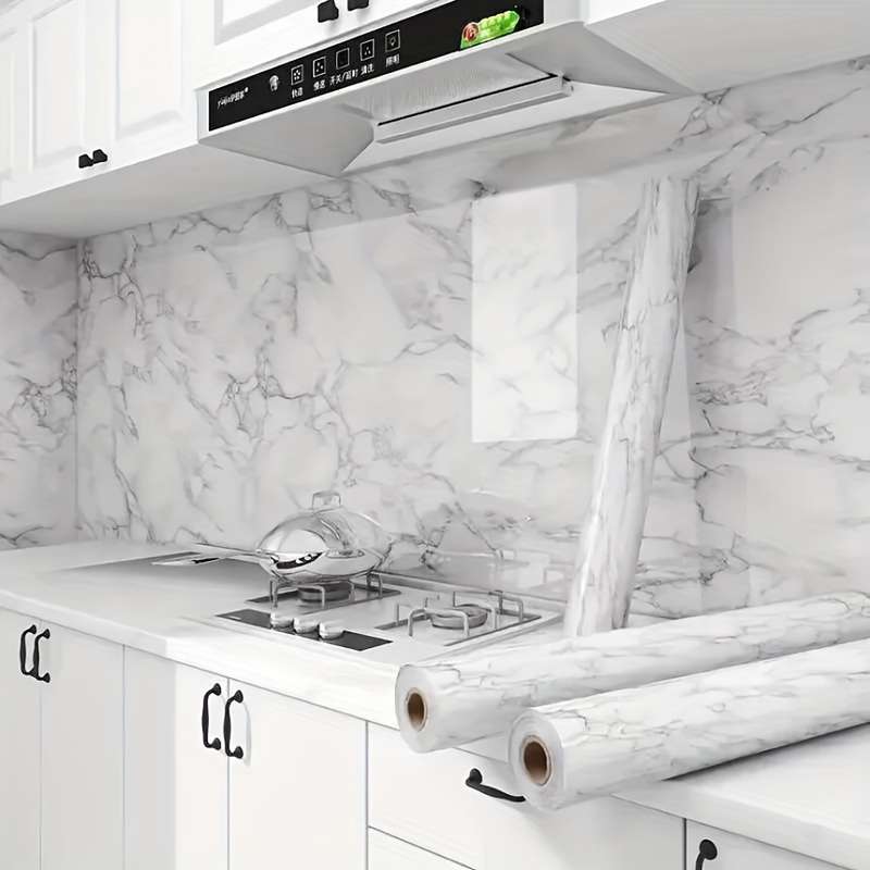 1pc Marble Pattern Self-Adhesive Kitchen Countertop Sticker 200x40cm Waterproof Oil-Resistan