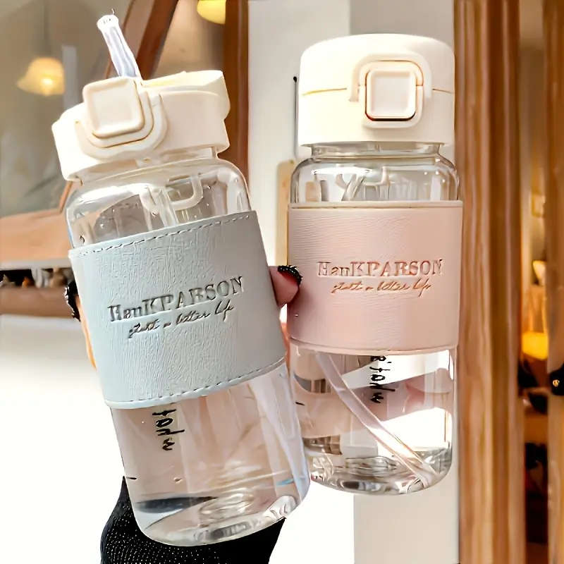 1pc 500ml BPA-Free Plastic Water Bottle with Straw Flip LAid Leakproof Durable for Outdoor Sports Fi