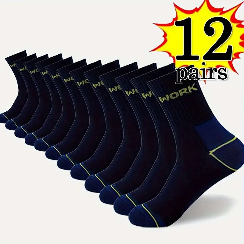 12 Pairs of Men's Heavy-Duty Athletic Socks