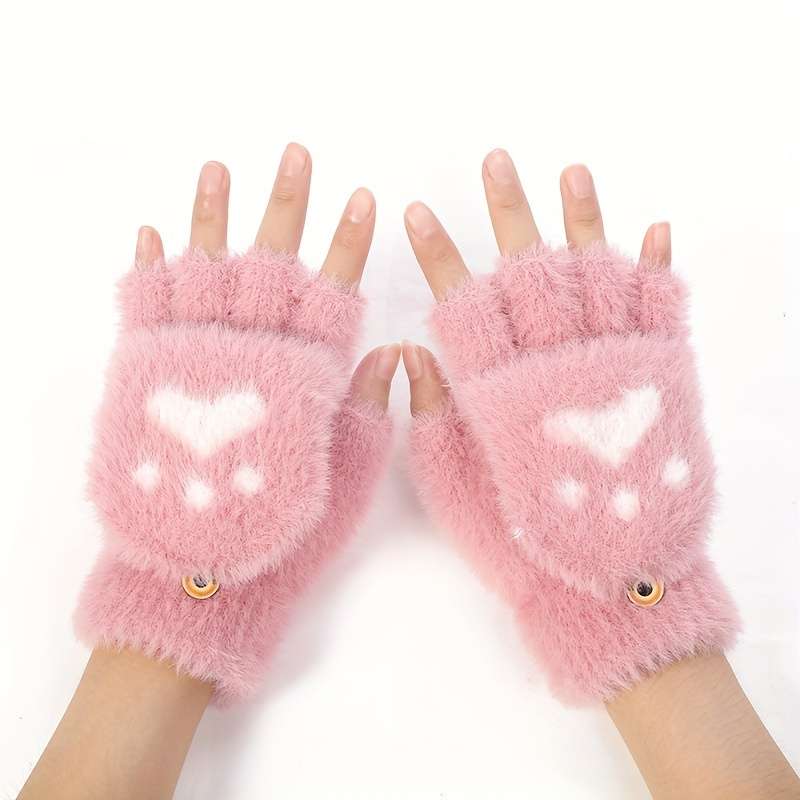 1 Pair Khaki Warm Gloves