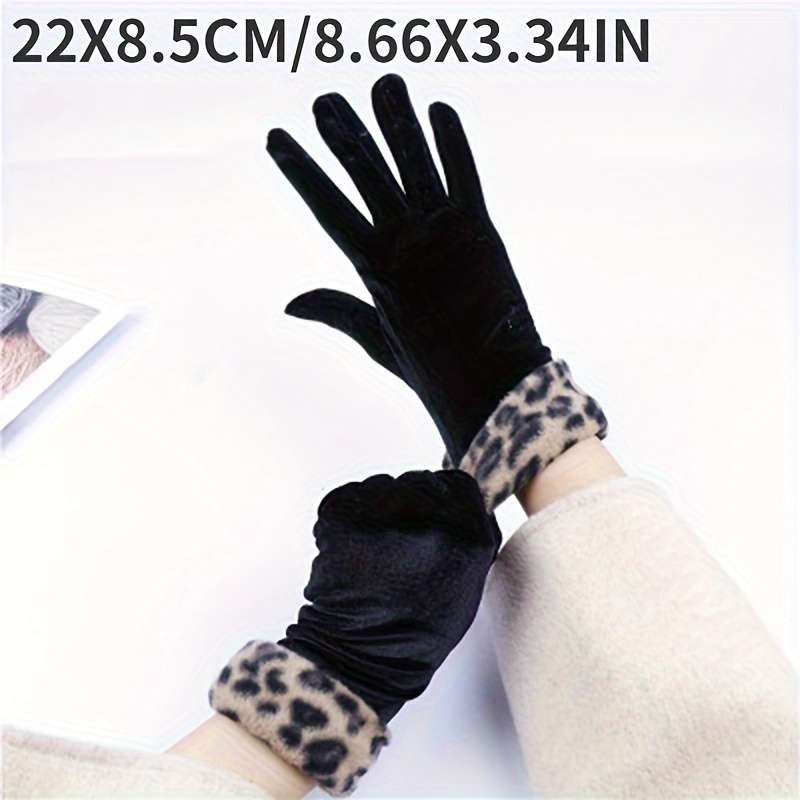 1 Pair Leopard Warm Gloves