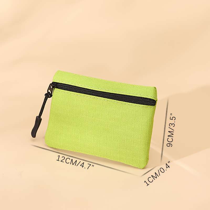 1pc New Mini Multi-Color Oxford Cloth Coin Purse with Solid Color Mesh Zipper Portable for Student