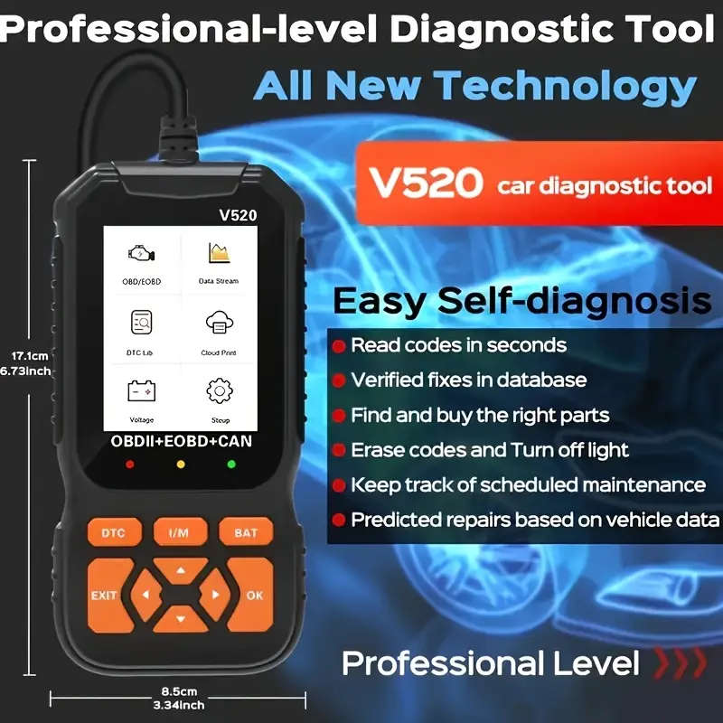 1pc Advanced OBD2 Scanner Diagnostic Tool USB Powered Supports Mode 6  8 Code Reading  Clearing Prin
