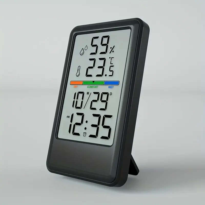 1pc Digital Hygrometer Thermometer Alarm Clock High Precision LCD Climate Indicator With Calibration