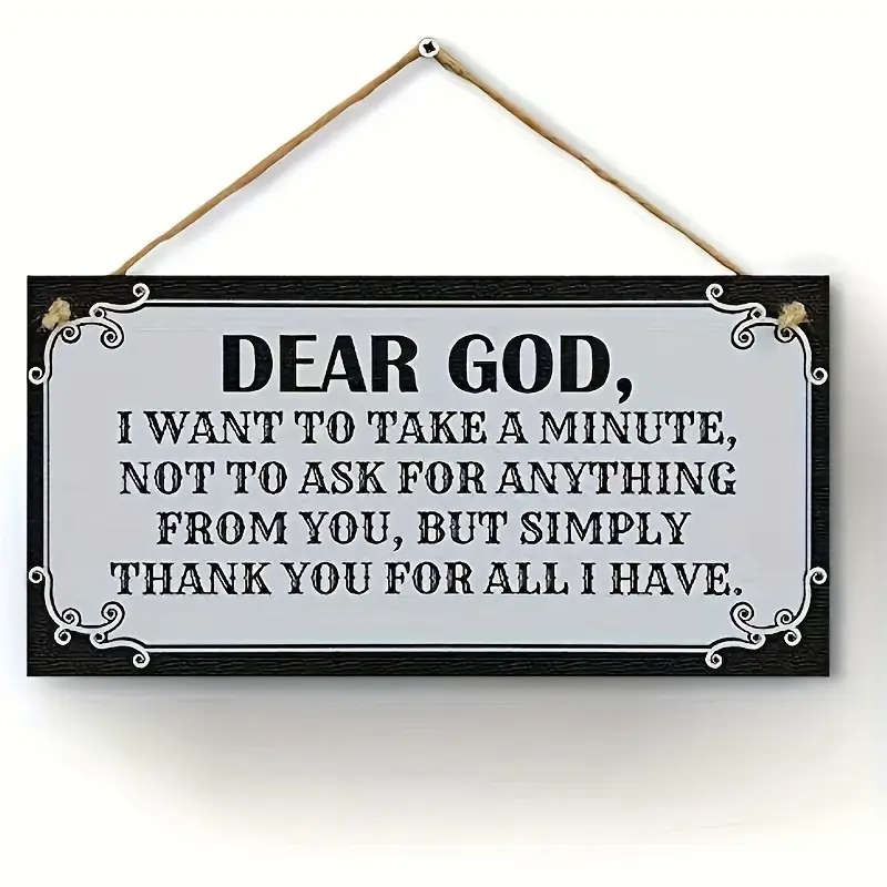 1pc Contemporary Manufactured Wood Prayer Sign Dear God Inspirational Wall Decor for Living Room Por