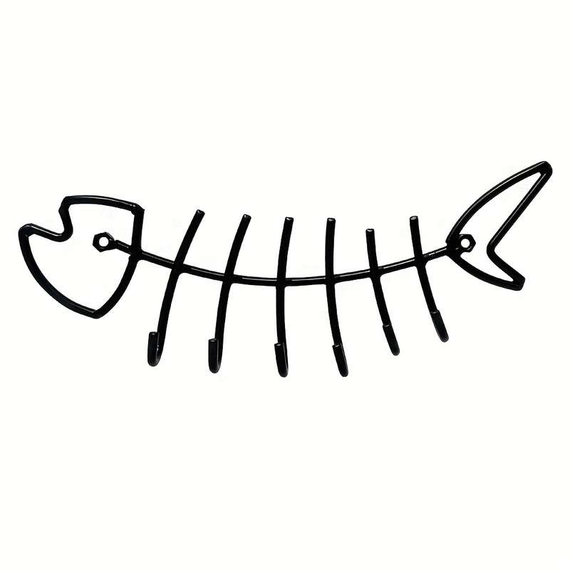 Unique Metal Fishbone Key Hook Decorative Fishbone Wall Mounted Towel Rack Fashionable Clothes and