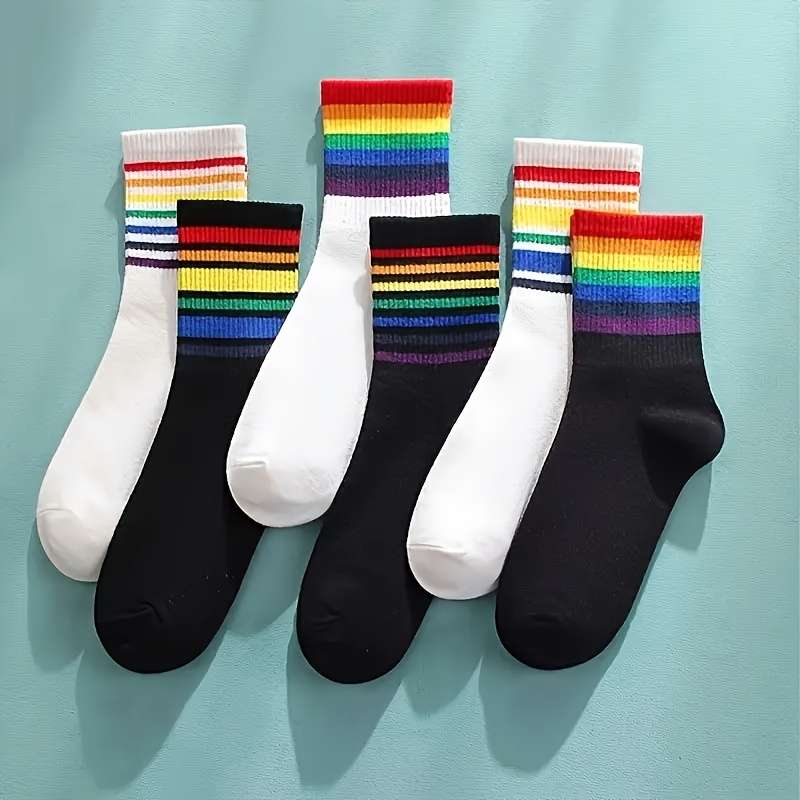 6 Pairs Mixed Color Pack One Size High Elastic Socks