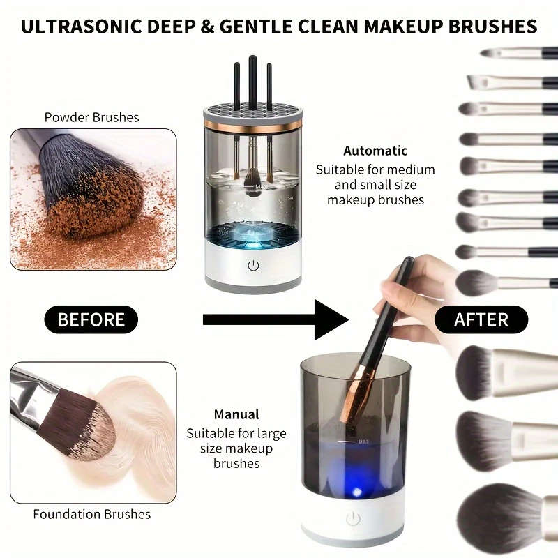1pc USB-Powered Electric Makeup Brush Cleaner Dryer Automatic Spinning Design with Heating Function