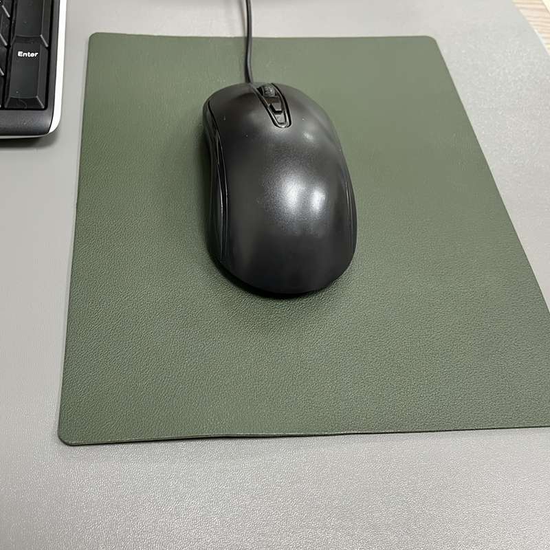1pc Chic Faux Leather Mouse Pad Waterproof Scratch-Resistant Desk Mat for Office Hom