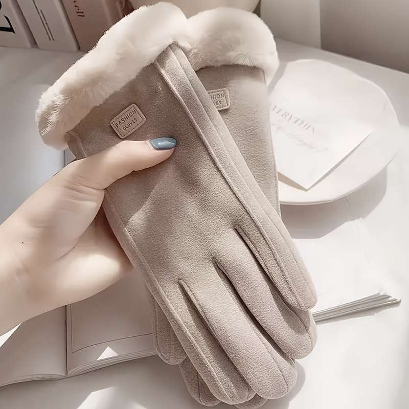 1 Pair Beige 1 Pair Touchscreen Gloves
