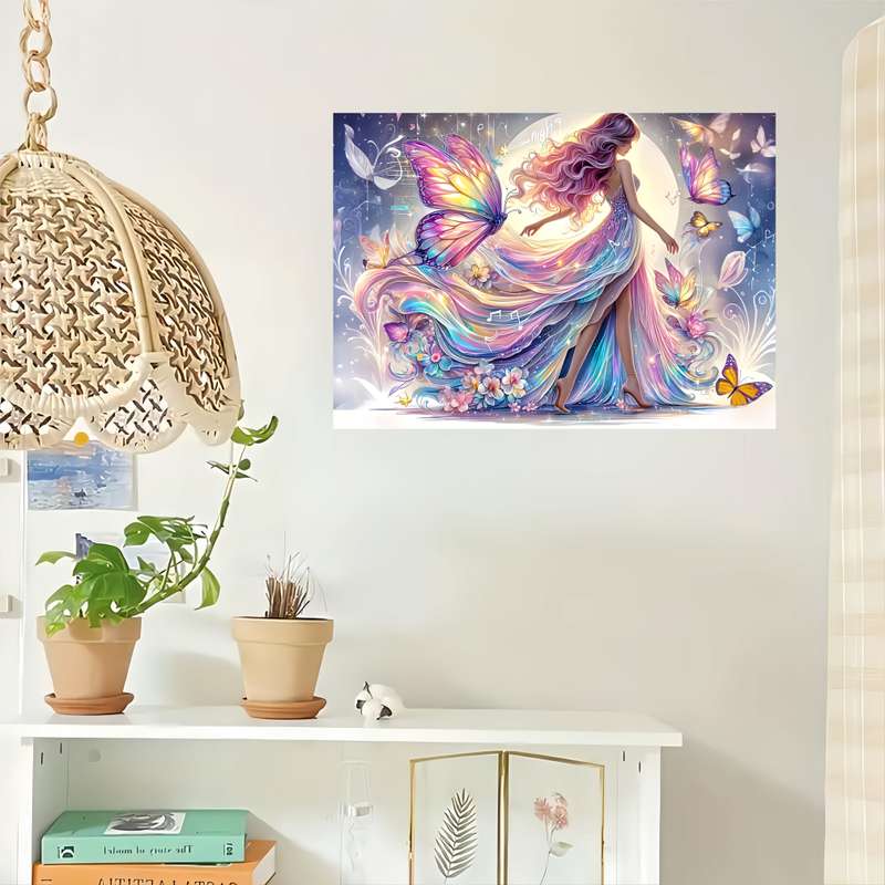 1000pcs Butterfly Fairy Jigsaw Puzzle Vibrant Night Sky Floral Design with Colorf