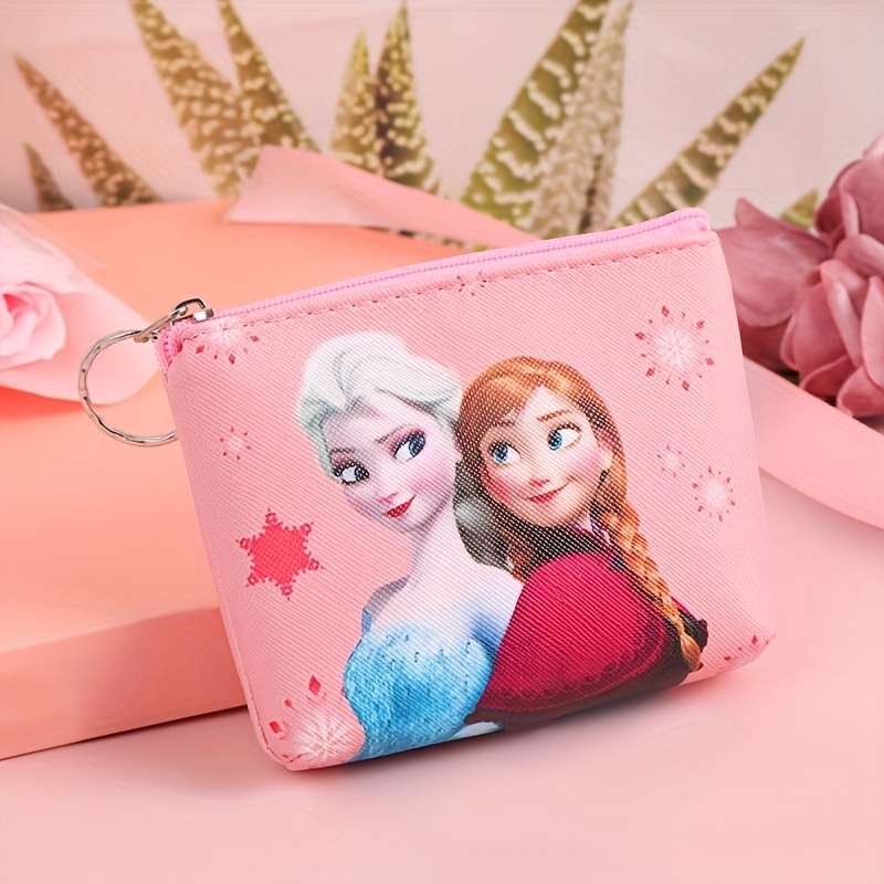 1pc Kawaii Frozen-Themed Coin Purse Card Holder with Zipper Cute Portable Wallet Featuring Els