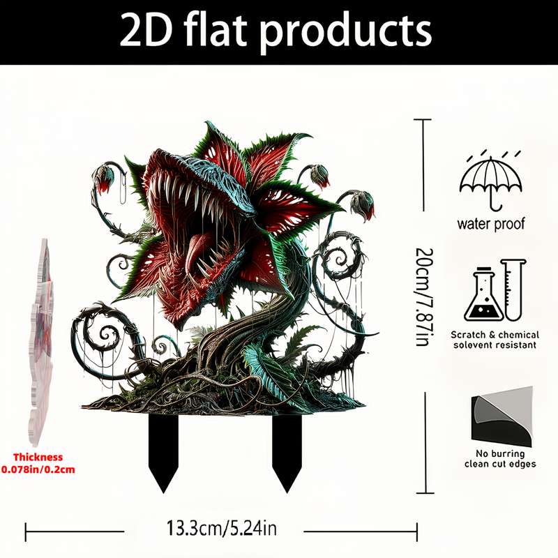 1pc 2D Flat  Printing Polymer Carnivorous Plant Garden Stump Contemporary Outdoor Decor for Pots