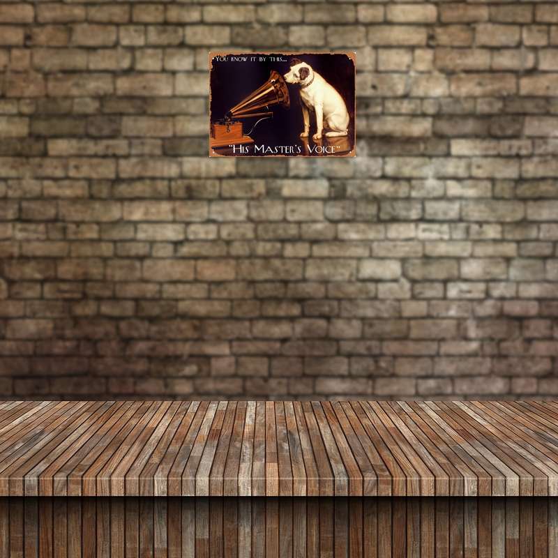 1pc Room Decor  Vintage His Master's Voice Dog and Gramophone 1 Waterproof Iron Art Poster 2