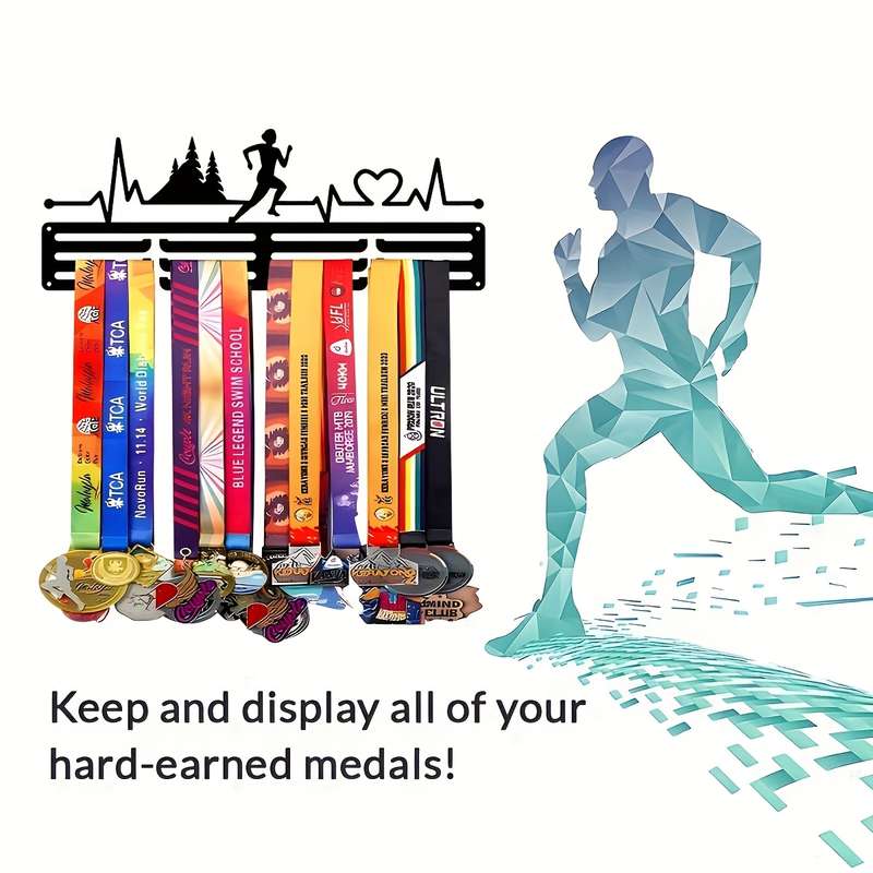1pc Boho Metal Marathon Runner Medal Hanger 39.98cm Decorative Wall Art Display Rack for Home Offi
