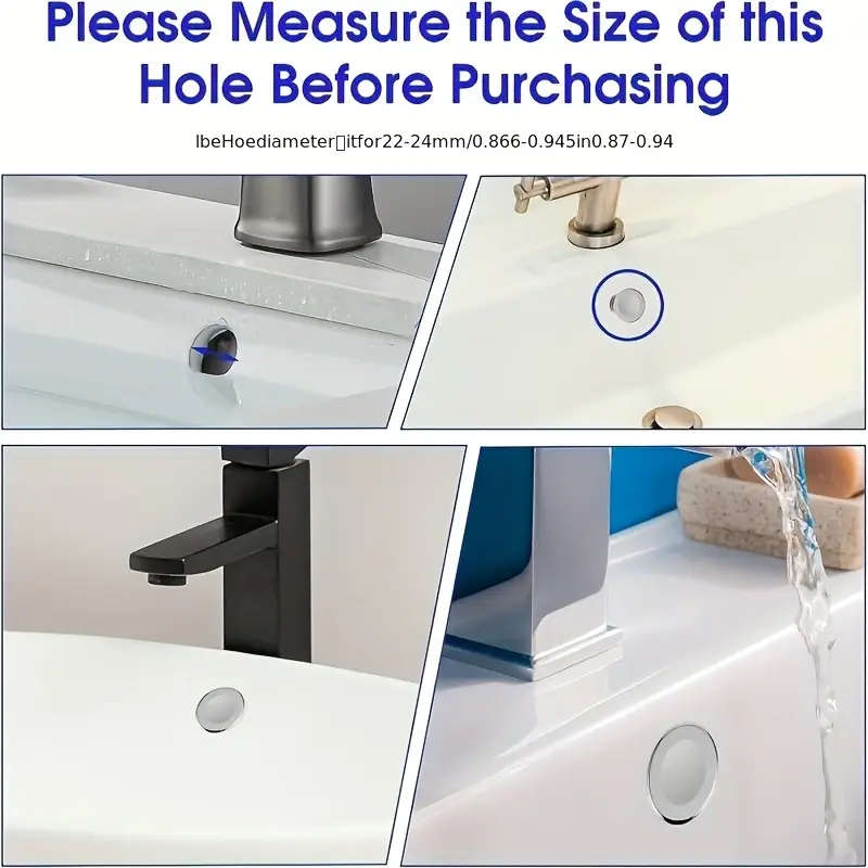 2pcs Elegant White Golden Dual-Ring Drain Covers for Kitchen Bathroom Sinks Waterproof Decorative an