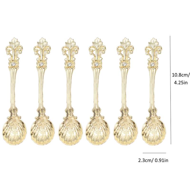 6pcs Elegant Baroque-style Gold-plated Teaspoon With Gorgeous Floral Design Eid Al-Adha Mubara
