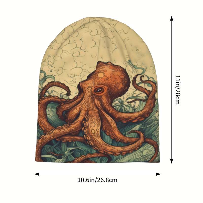 1pc Retro Brimless Hat With Octopus Pattern For Men Women Ideal Choice For Gifts
