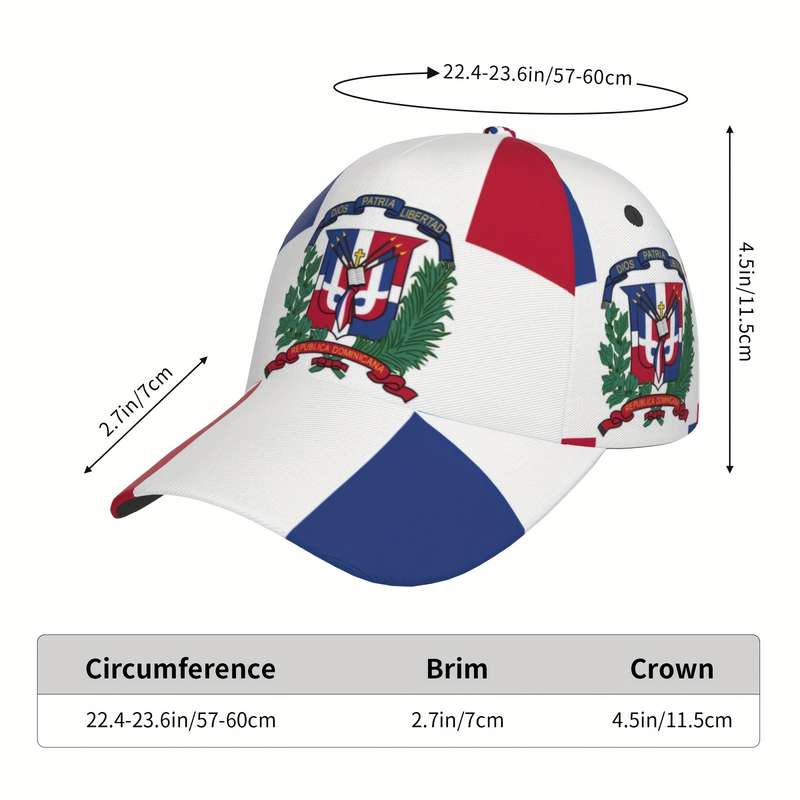 1pc Dominican Flag-Inspired Adjustable Baseball Cap Breathable Lightweight for Sports and Outdoo