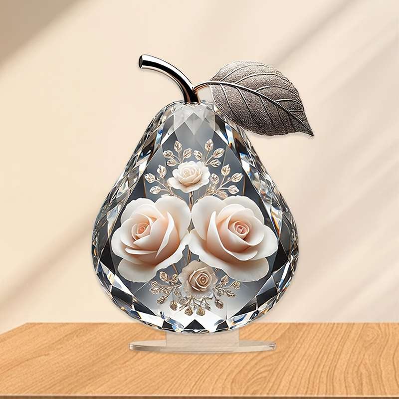 1pc 2D Flat   color high-definition printing  of artistic decorative acrylic pear-shaped