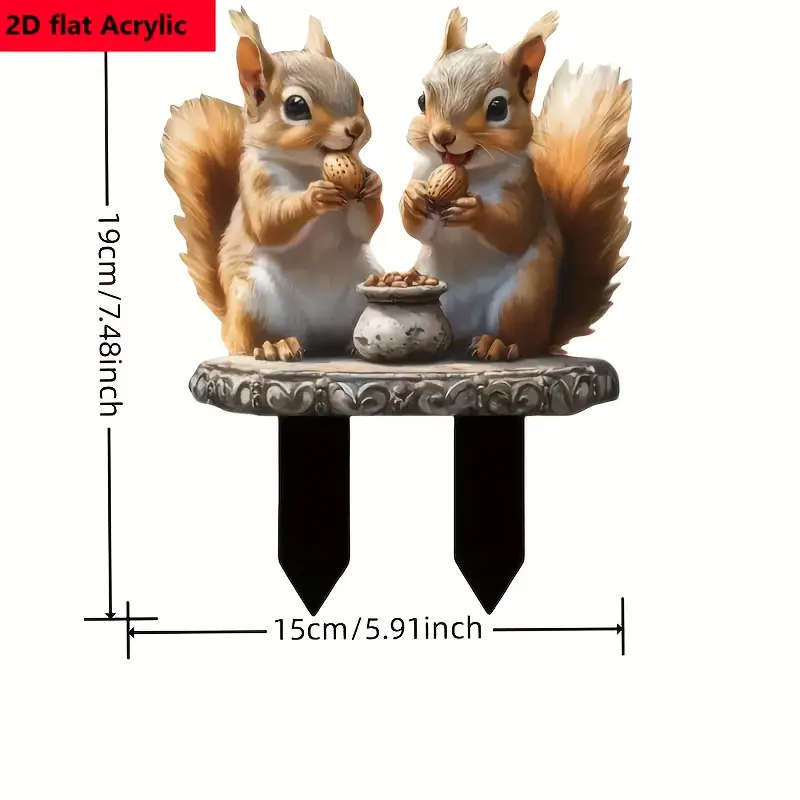 1pc Classic Bohemian Style Acrylic Squirrel Garden Stake Multi-Functional Animal Theme Outdoor Decor