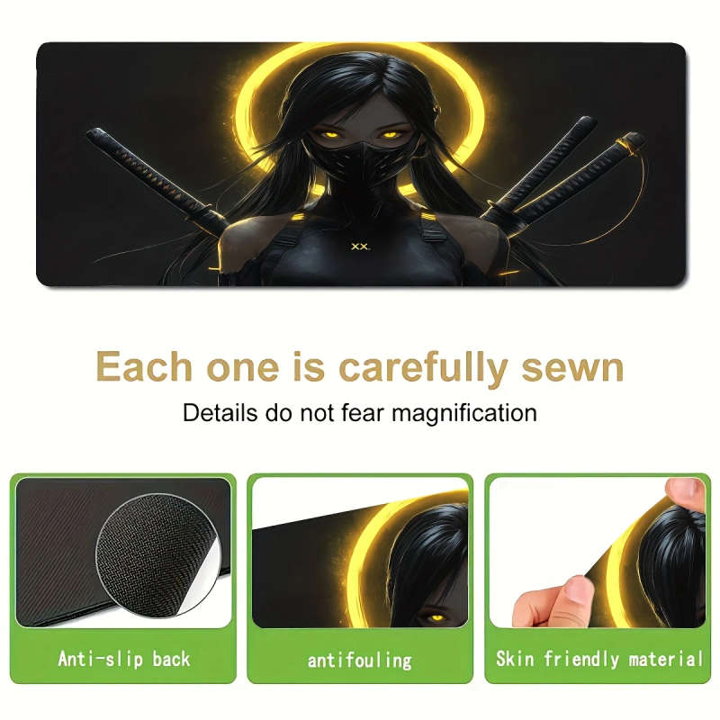 1pc 40x90cm Ninja Moonlight Themed Mouse Pad Waterproof Non-Slip Washable Desk Mat