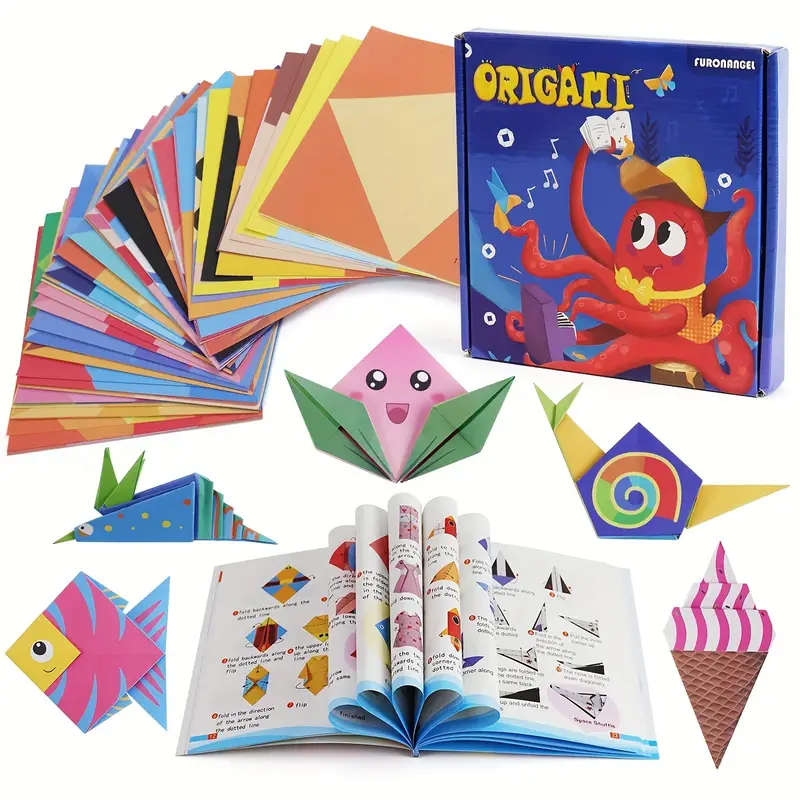 108 sheets craft origami paper for   colorful folding paper 54 patterns easy origami book beginner art projects kit   winter new year details 0