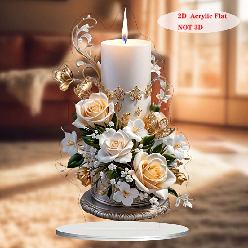 1pc 2D Flat    Bohemian Acrylic with Base-Flower Themed Decorative Plaque Suitable for B
