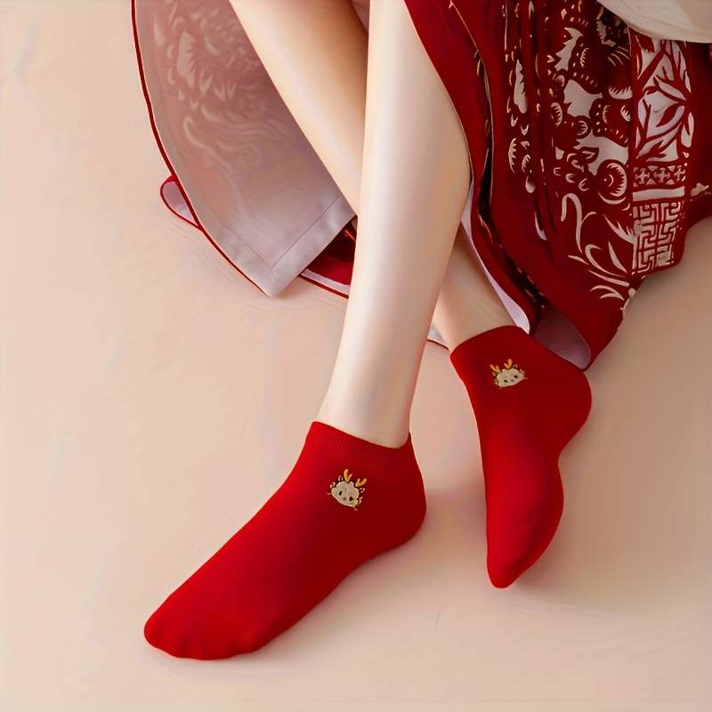 5 Pairs Red One Size High Elastic Socks