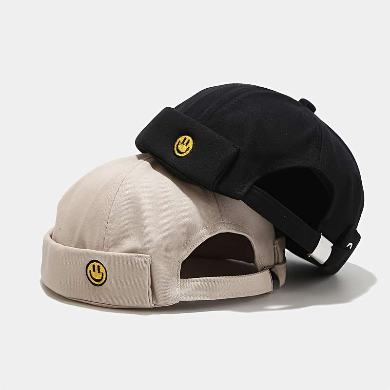 1pc Comfortable Soft Cotton Trucker Hat with Golden Face Embroidery Lightweight Fitted All-Seas