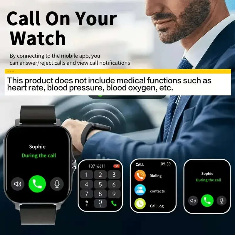 1pc Universal Smartwatch for Men and Women with Wireless Calling and Messaging Pedometer Fitness