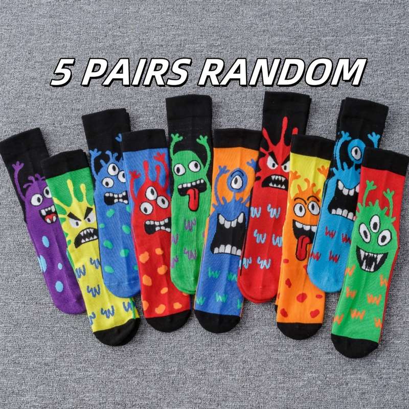 5 Pairs Random Colors One Size High Elastic Socks