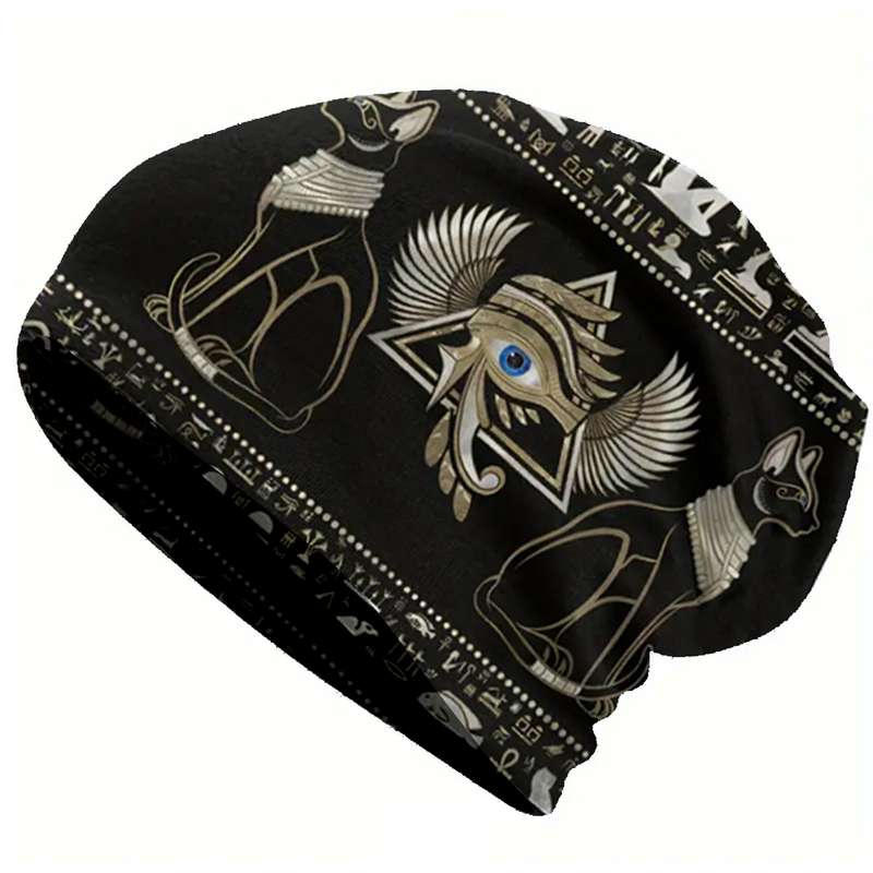 1pc Egyptian Thin Hat Hip Hop Hat Men's Warm Ancient Egyptian brimless beanie Retro floral prin