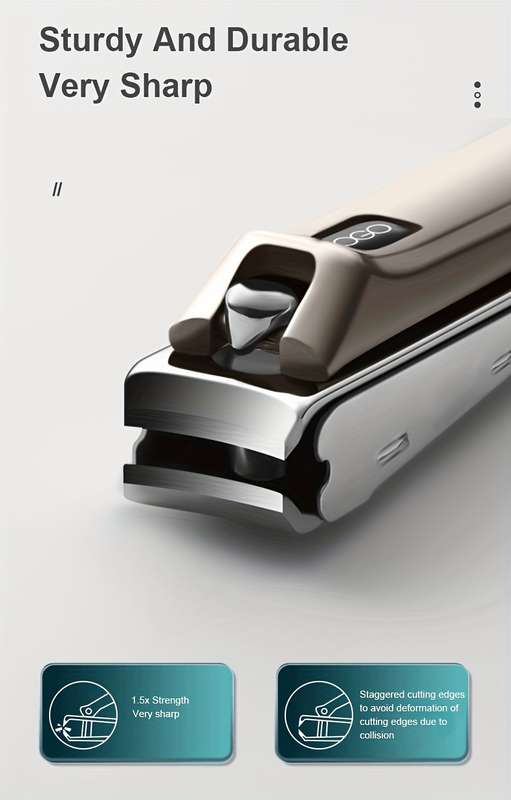 1pc Modern Nail Clipper with Sharp Edges Thick Stainless Steel Toenail and Fingernail Trimmer