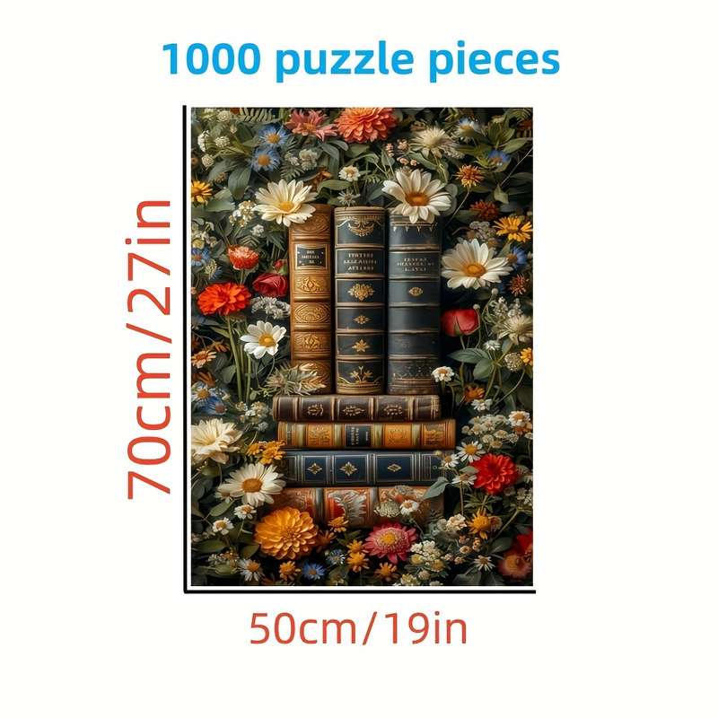 1000pcs Floral Bookshelf Jigsaw Puzzle High-Quality Durable Seamless Paper Materi