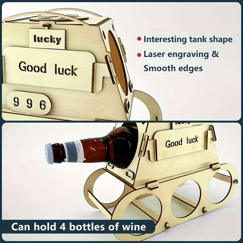 1pc Chic Wooden Wine Rack Holds 4 Bottles Perfect for Home Bar Kitchen Decor Ideal Christmas