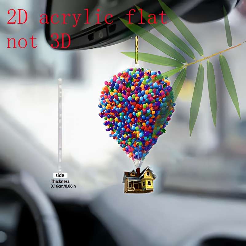 1pc 2D Flat  Acrylic Car Air Freshener Vibrant Balloon House Design Ideal for Car Interiors P