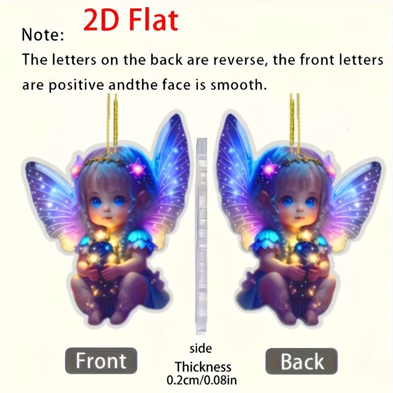 1pc 2D Flat   Classic One Piece Purple Fairy Angel Pendant Acrylic  with Star Embelli