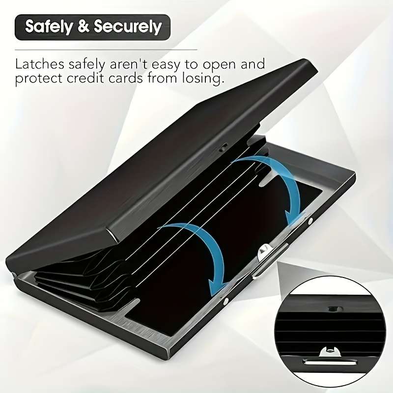 1pc Premium Stainless Steel RFID Blocking Card Holder for Men C Sleek Black Metal Wallet with Multi