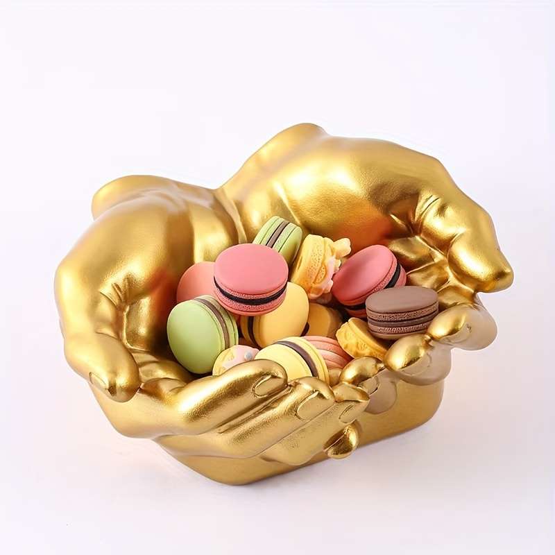 1pc Elegant Golden Hand-Shaped Resin Ashtray with Colorful Macaron Display Abstract Wall-Mounted