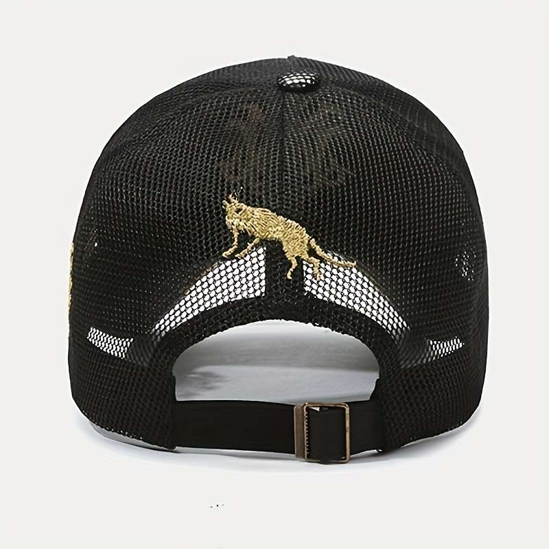 1pc Breathable Mesh Baseball Cap with Embroidered Logo Stylish Unisex Trucker Hat for Outdoor Lei