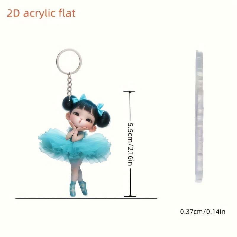 1pc 2D Flat   Acrylic Keychain New Acrylic Ballerina Girl Style Keychain Double-Sided Printin